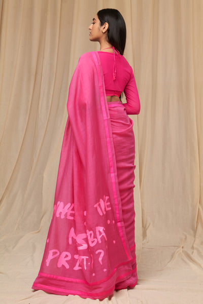 Masaba Hot Pink Slogan Sportee Saree festive indian designer wear online shopping melange singapore
