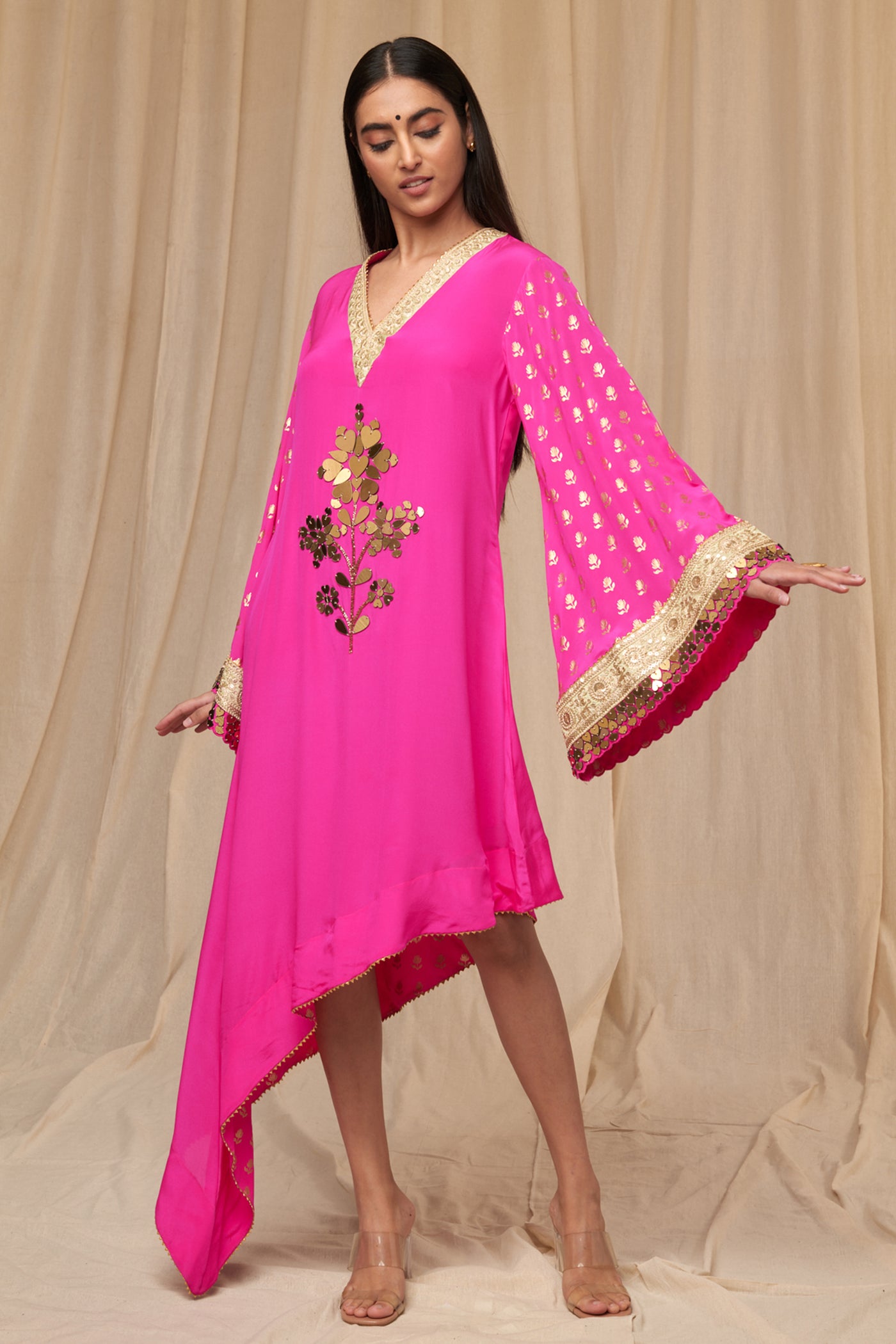 Masaba Hot Pink Wallflower Kaftan festive indian designer wear online shopping melange singapore