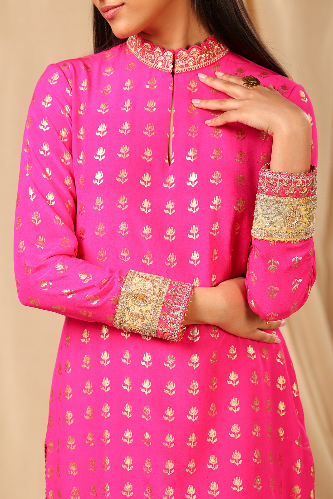 masaba Hot Pink Wallflower Kurta festive indian designer wear online shopping melange singapore