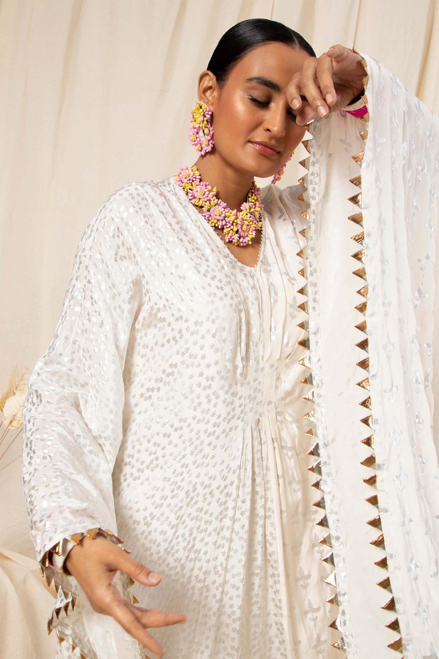 Masaba Ivory Half & Half Kaftan festive fusion indian designer wear online shopping melange singapore
