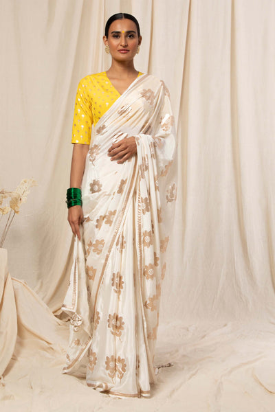 Masaba Ivory Oversized 70's Flower Saree festive indian designer wear online shopping melange singapore
