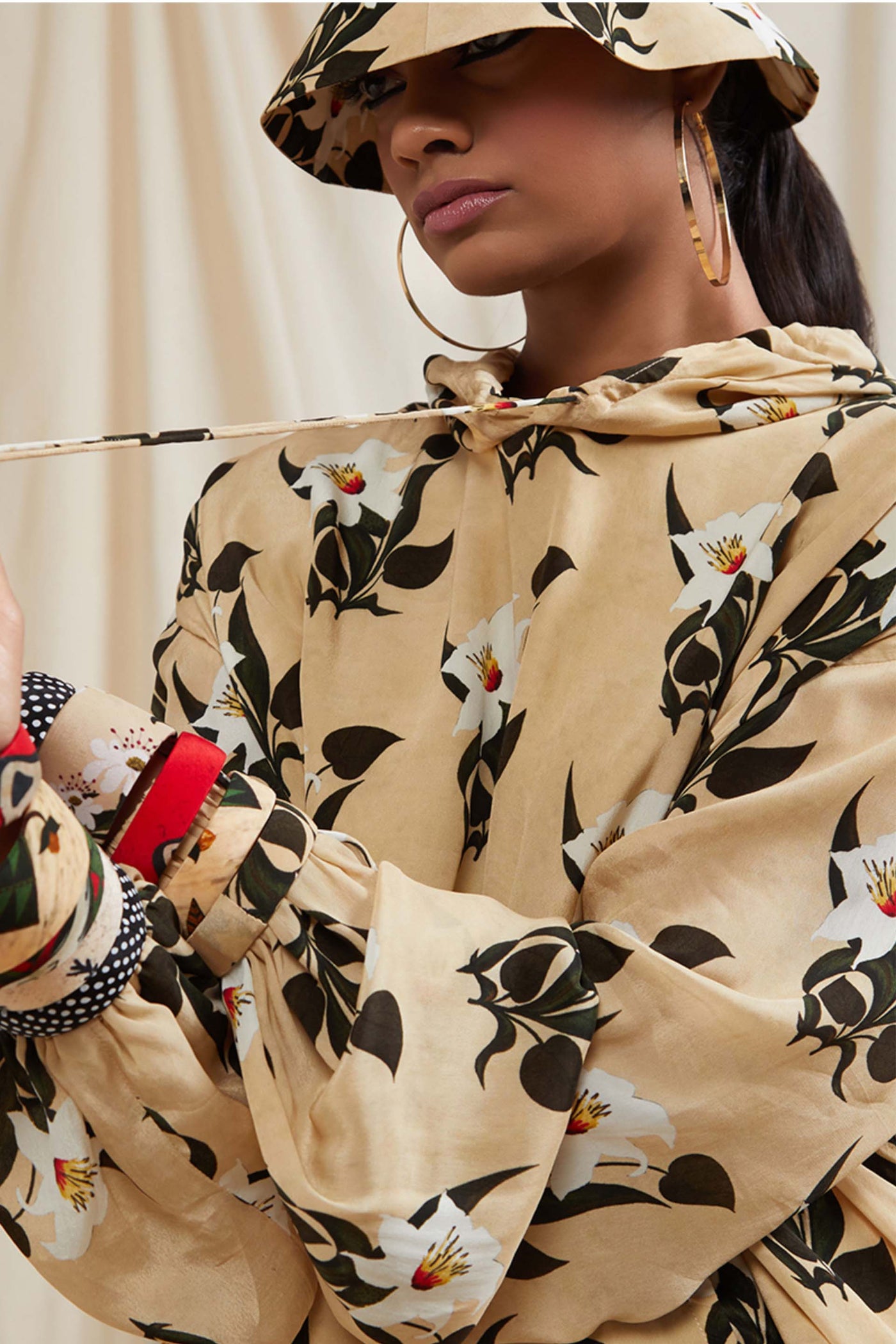 Masaba Ivory Pearl Blooming Flower Hoodie loungewear online shopping melange singapore indian designer wear