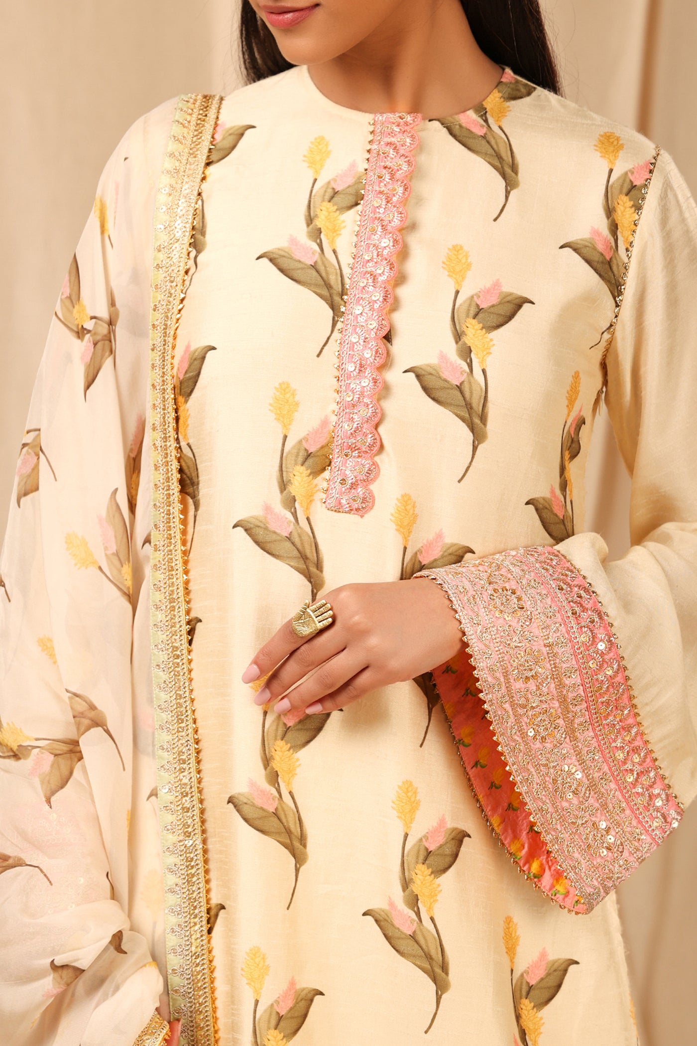Masaba Ivory Floral Fantasy Culotte Set festive indian designer wear online shopping melange singapore
