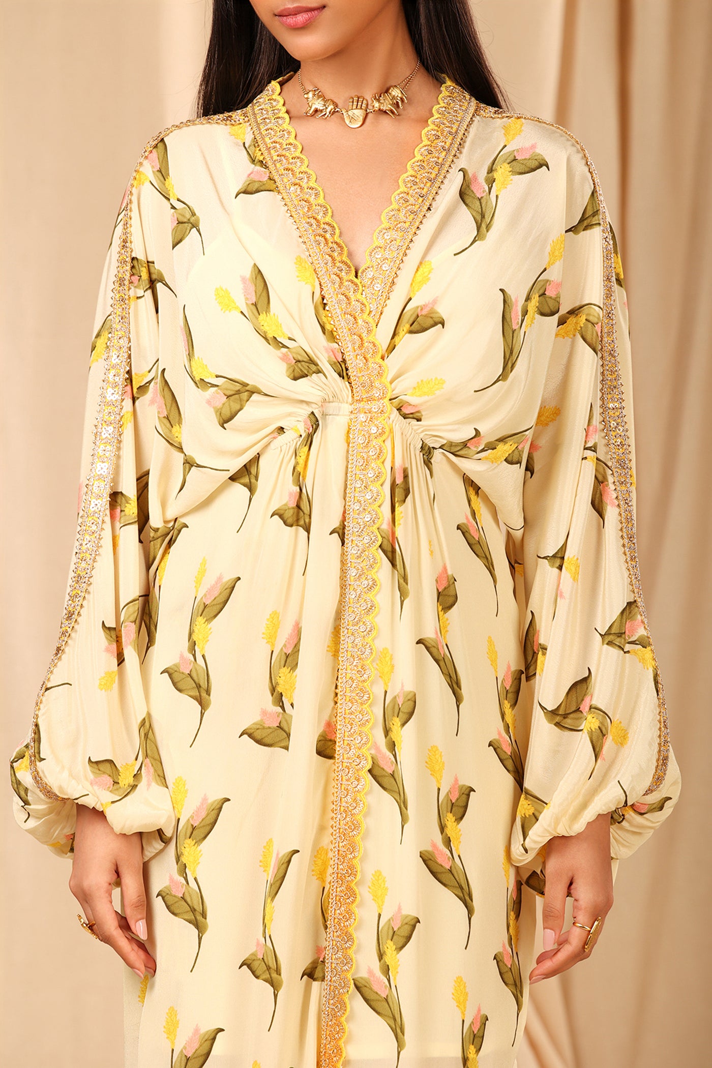 Masaba Ivory Floral Fantasy Kaftan festive indian designer wear online shopping melange singapore