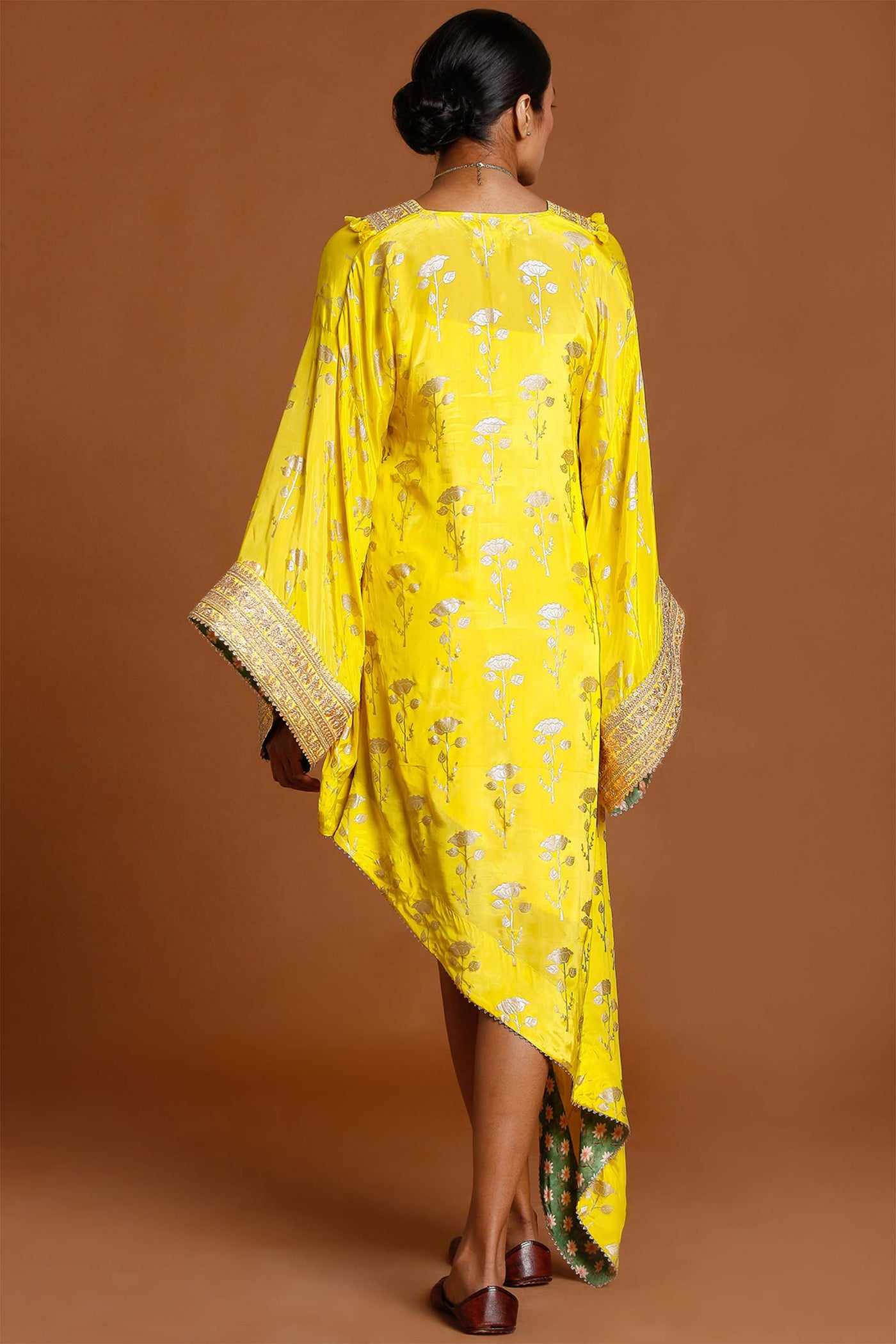 Masaba Lemon Yellow Periwinkle Kaftan festive fusion indian designer wear online shopping melange singapore