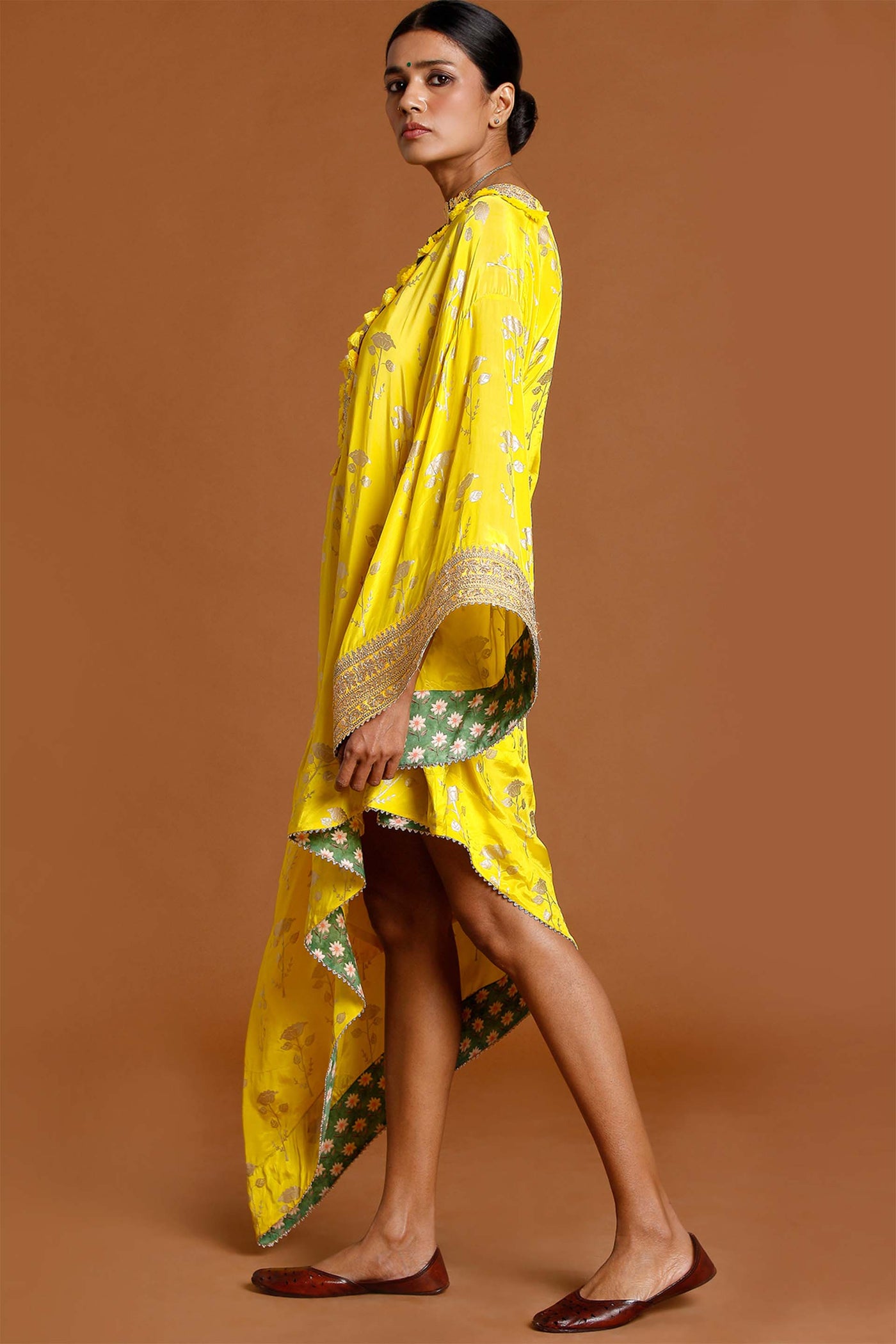 Masaba Lemon Yellow Periwinkle Kaftan festive fusion indian designer wear online shopping melange singapore