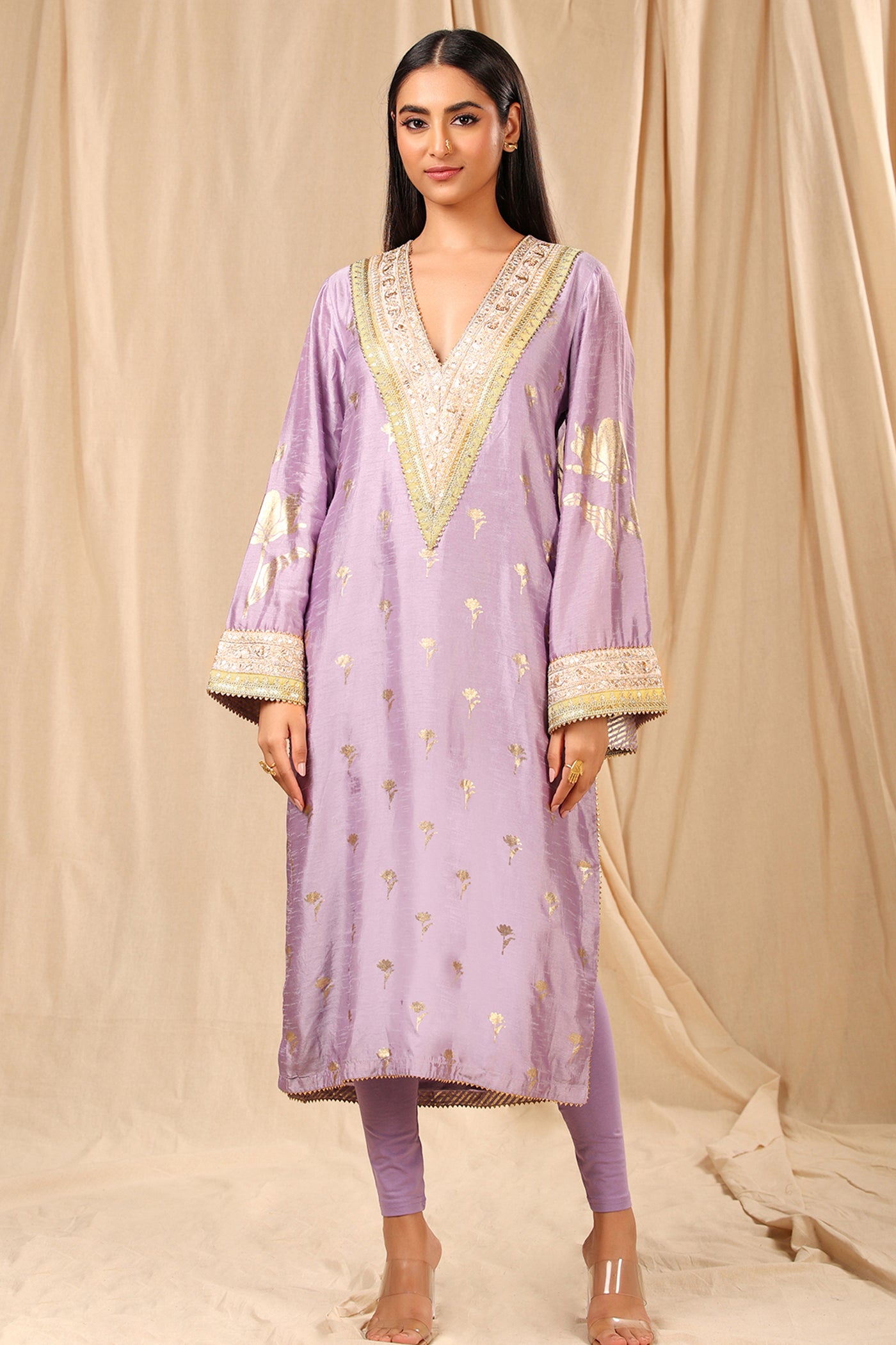 masaba Lilac Wine Garden Kurta festive indian designer wear online shopping melange singapore