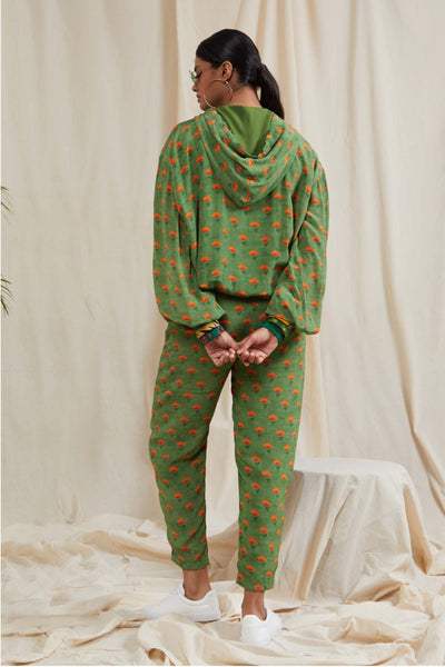 Masaba Mint Green Fan Flower Hoodie indian designer wear online shopping melange singapore