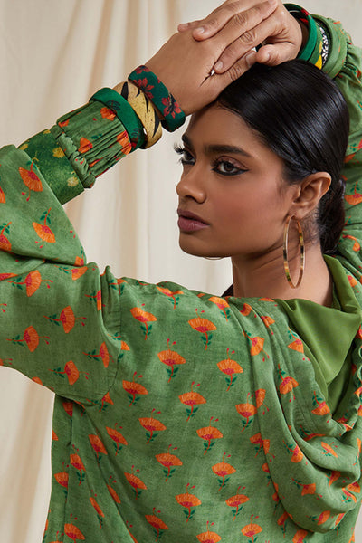 Masaba Mint Green Fan Flower Hoodie indian designer wear online shopping melange singapore