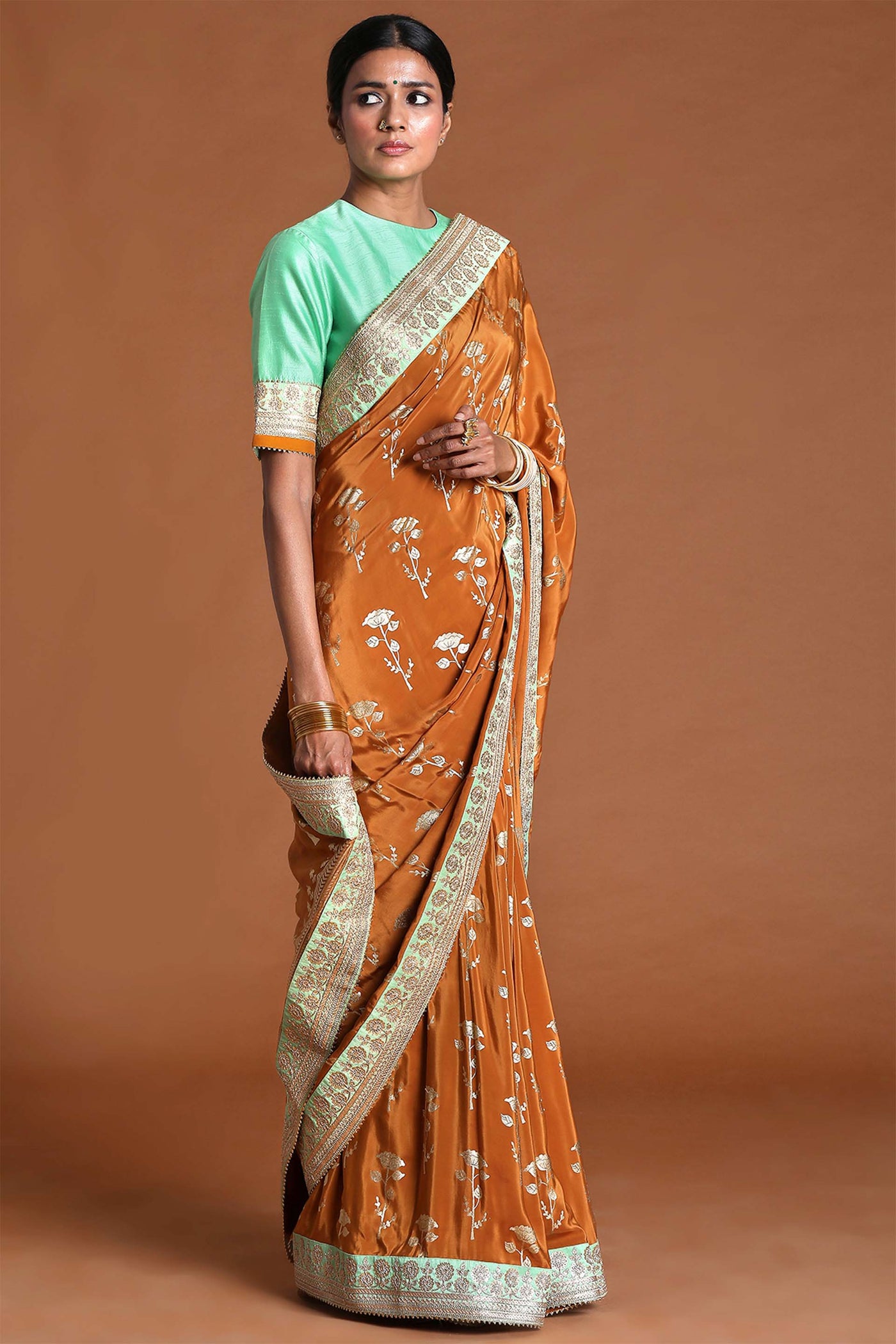 masaba Mustard Periwinkle Saree festive indian designer wear online shopping melange singapore