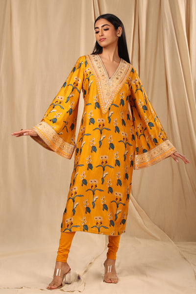 masaba Mustard Spring Blossom Kurta festive indian designer wear online shopping melange singapore