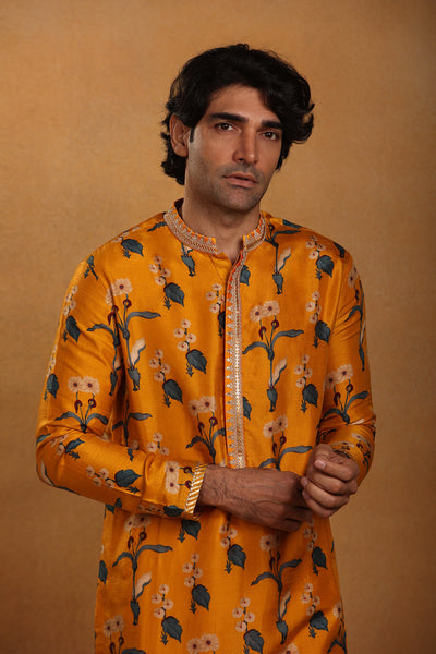 Masaba menswear Mustard Spring Blossom Kurta festive indian designer wear online shopping melange singapore