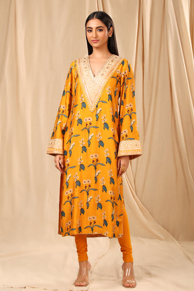 masaba Mustard Spring Blossom Kurta festive indian designer wear online shopping melange singapore