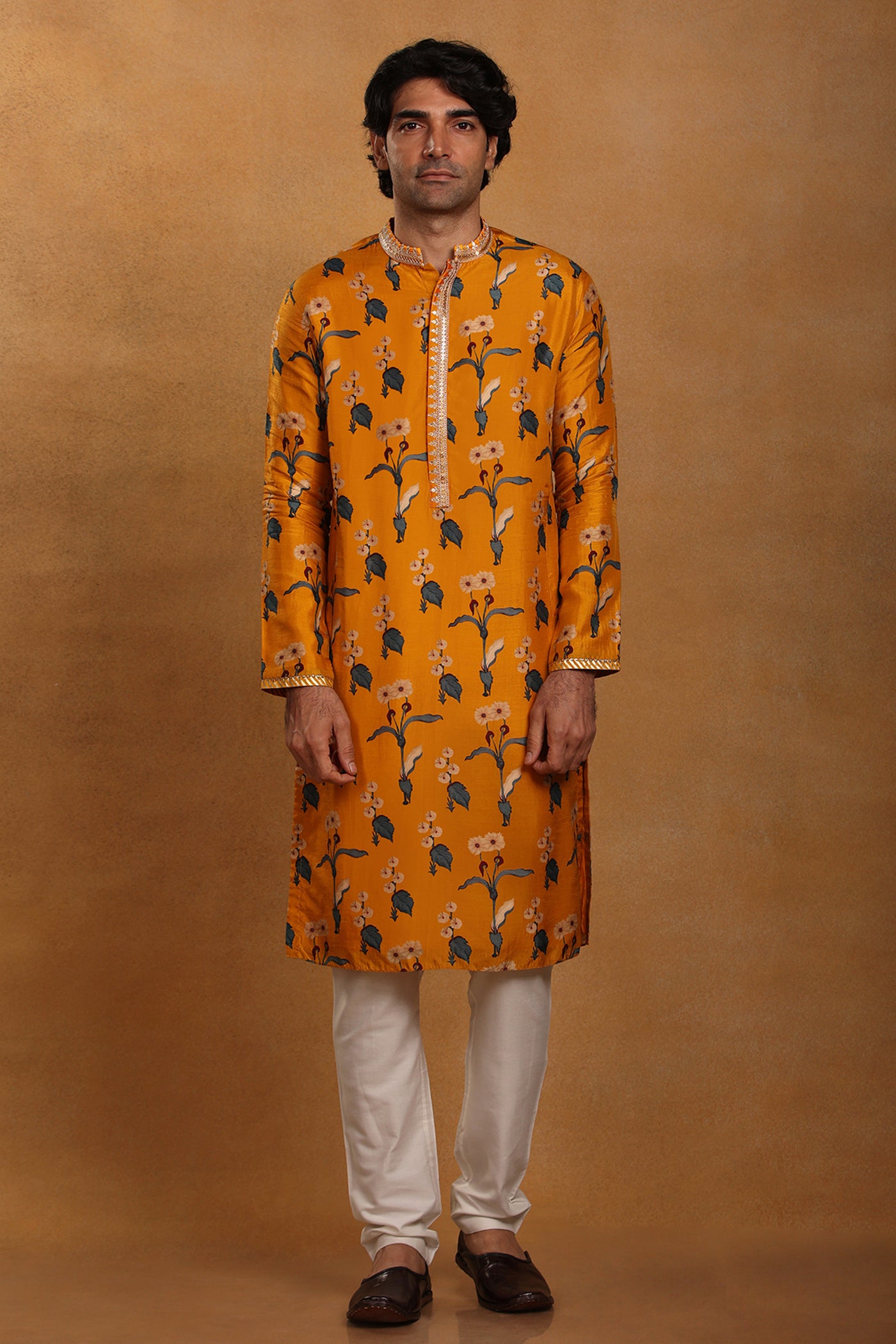 Masaba menswear Mustard Spring Blossom Kurta festive indian designer wear online shopping melange singapore