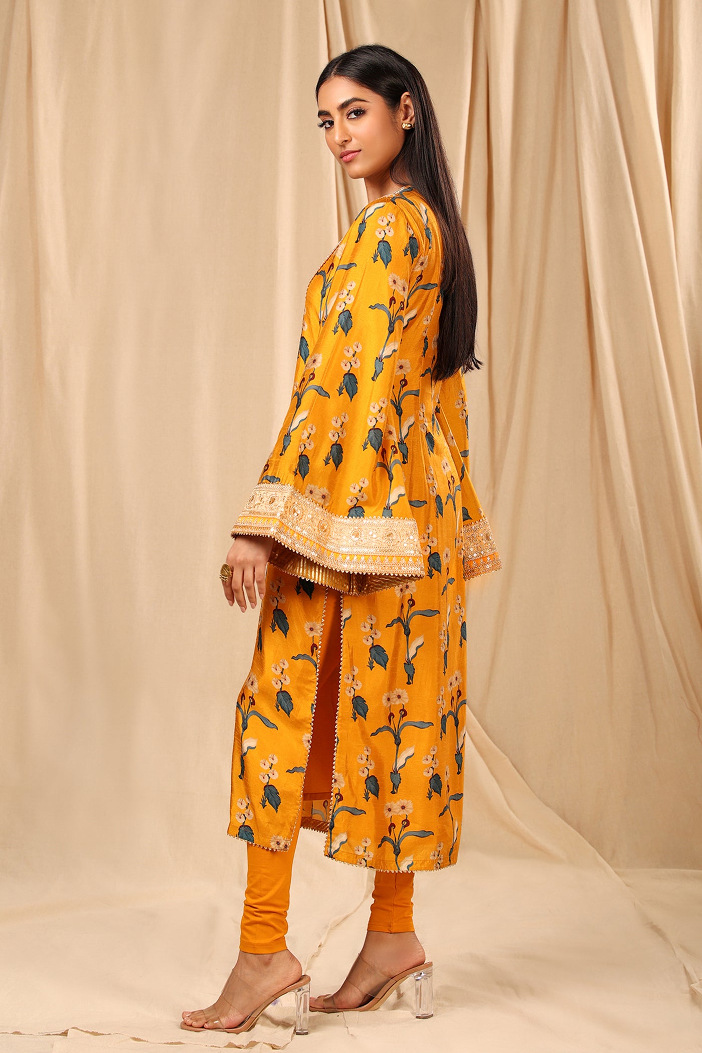 masaba Mustard Spring Blossom Kurta festive indian designer wear online shopping melange singapore