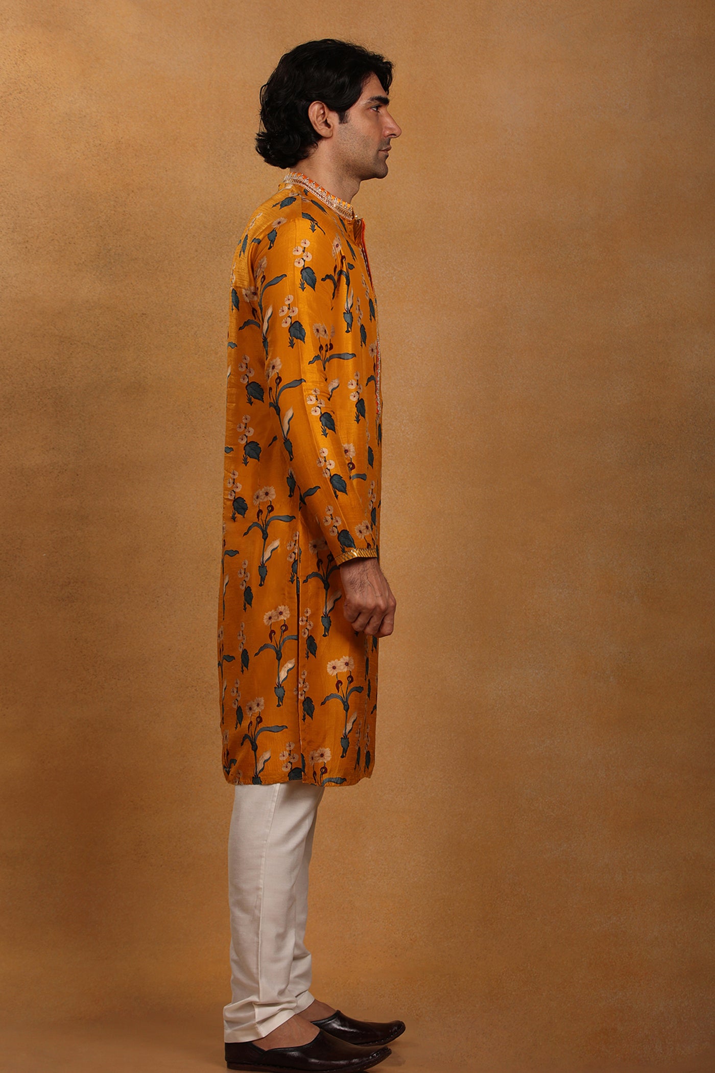 Masaba menswear Mustard Spring Blossom Kurta festive indian designer wear online shopping melange singapore