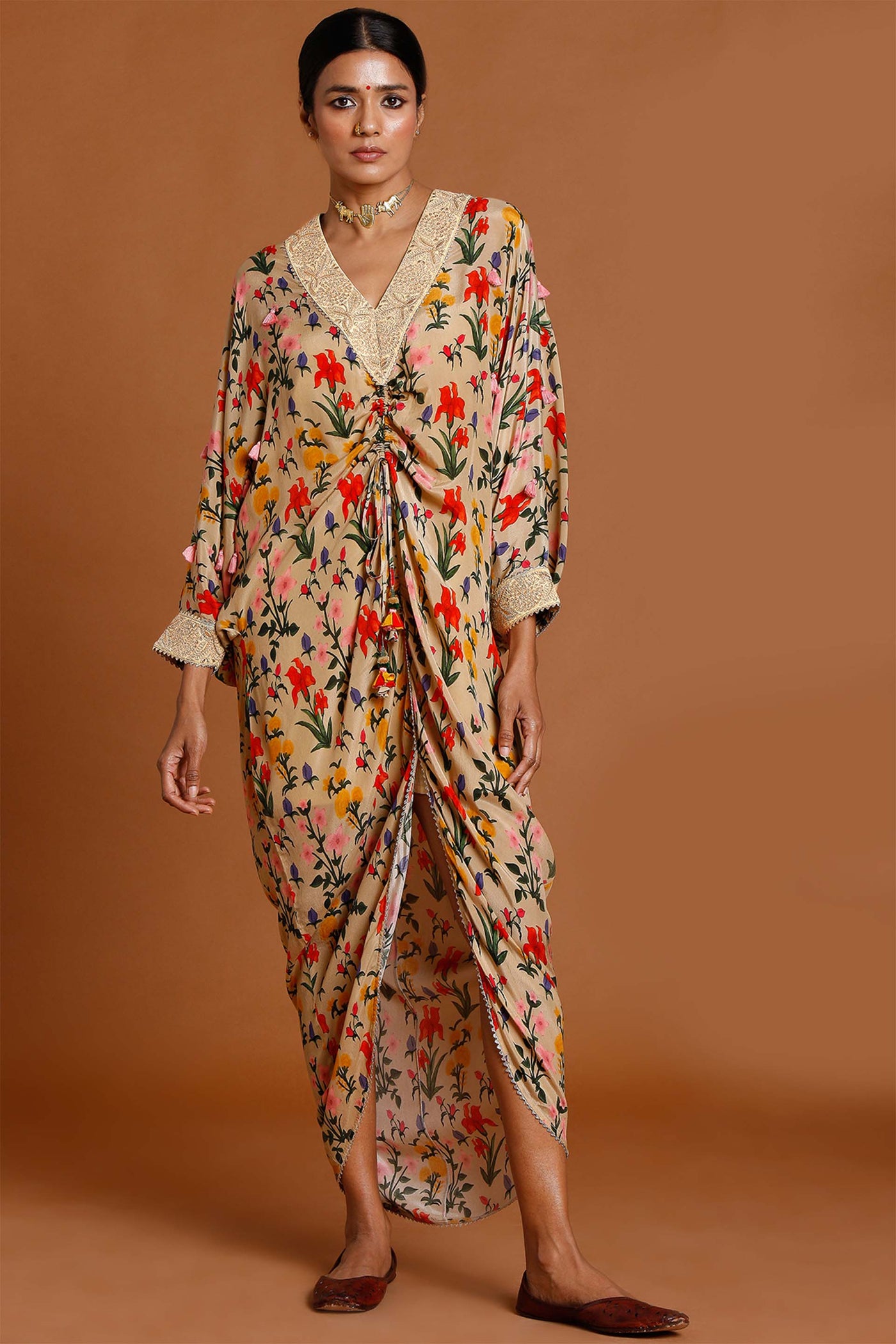 masaba Oatmeal Autumn Bouquet Kaftan festive fusion indian designer wear online shopping melange singapore