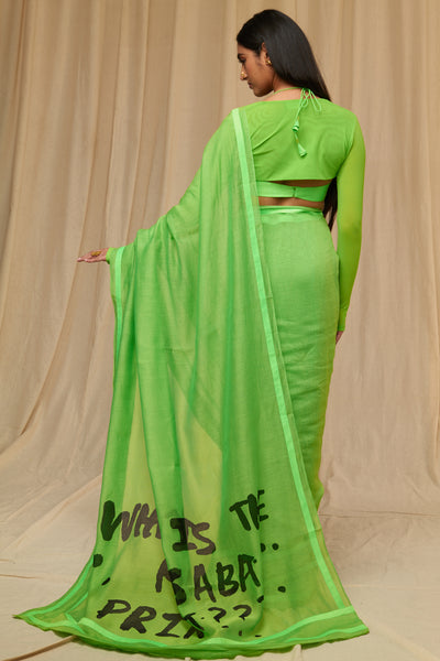 Masaba Parrot Green Slogan Sportee Saree festive indian designer wear online shopping melange singapore