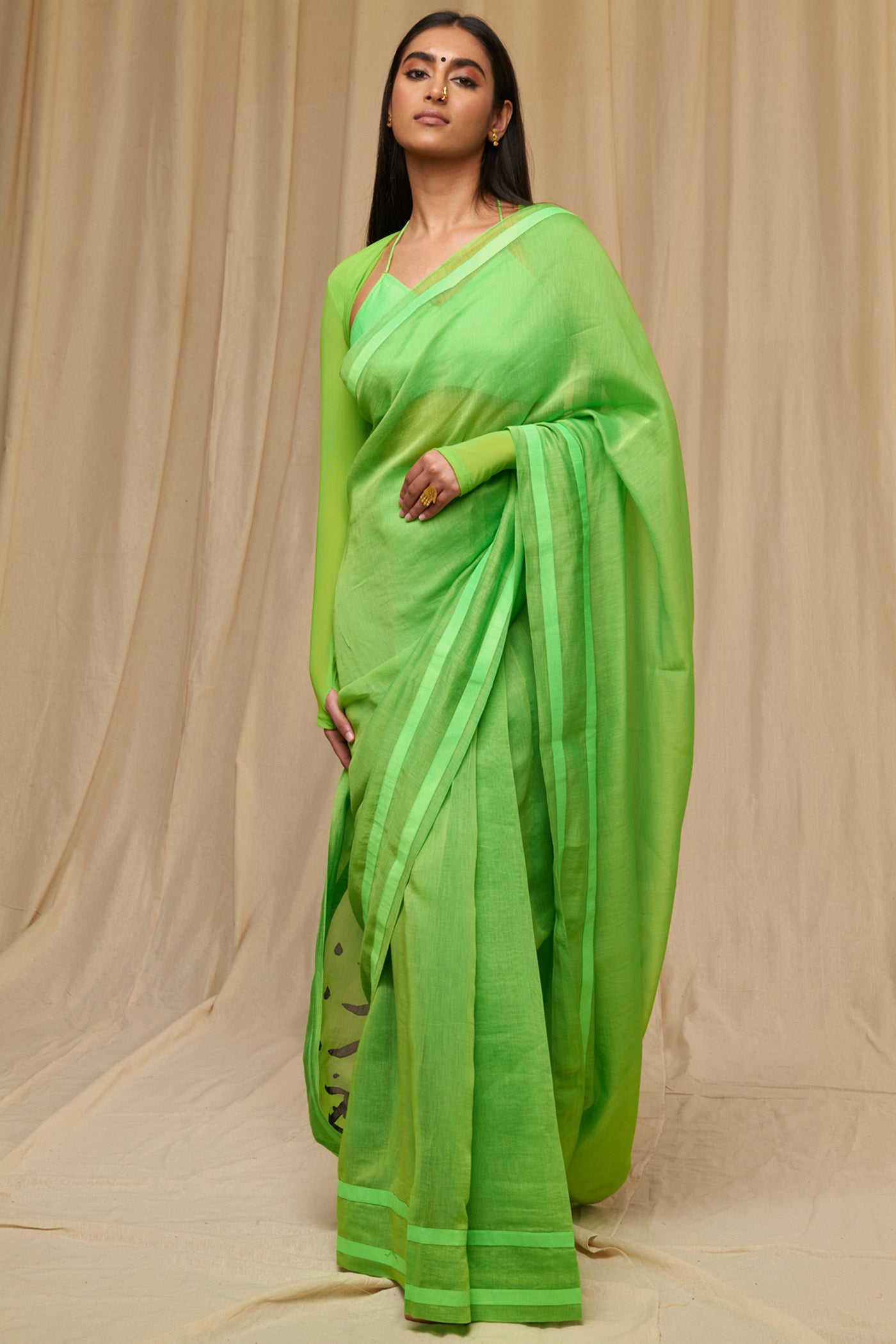 Masaba Parrot Green Slogan Sportee Saree festive indian designer wear online shopping melange singapore