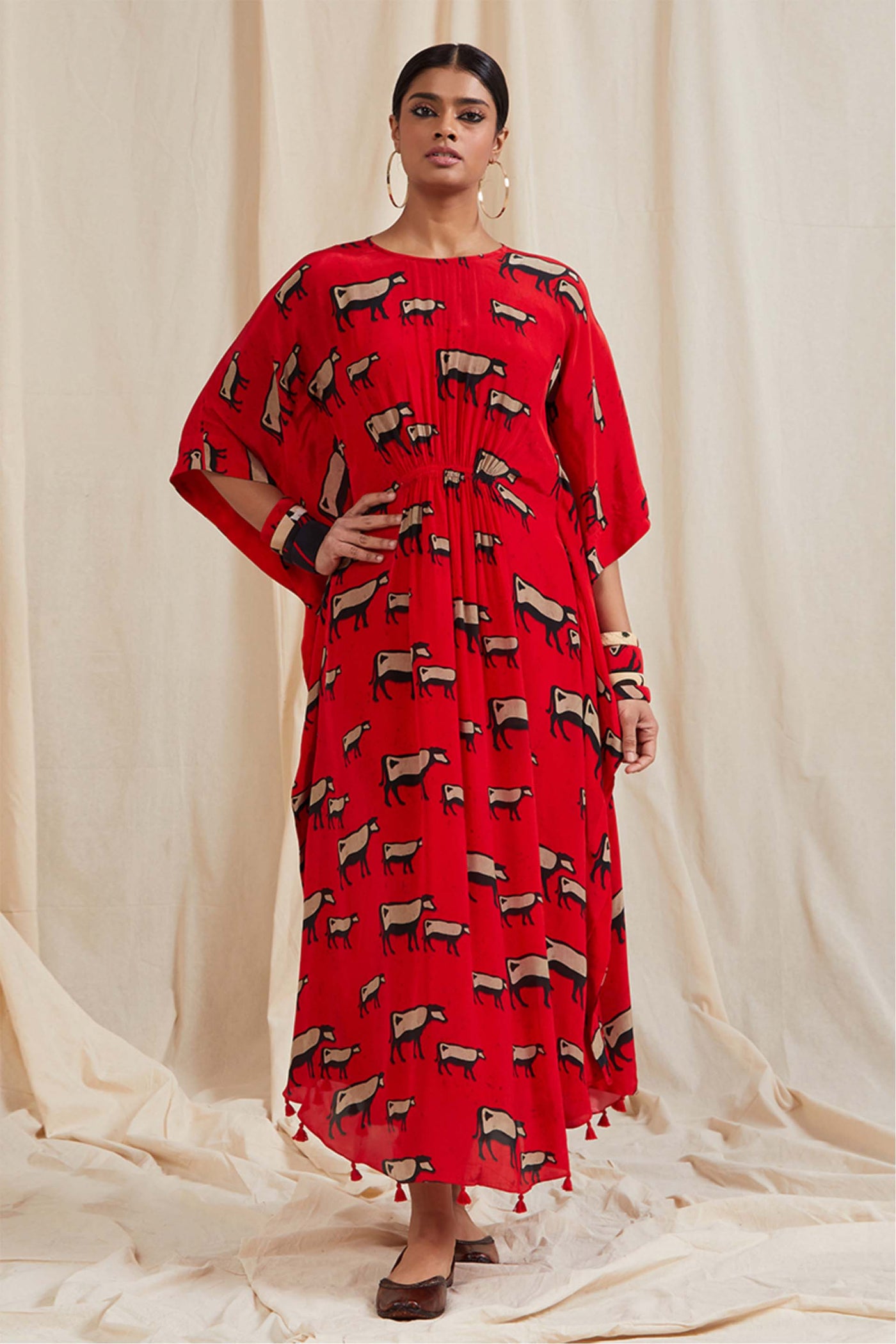 masaba Red Cow Circular Kaftan resort indian designer wear online shopping melange singapore
