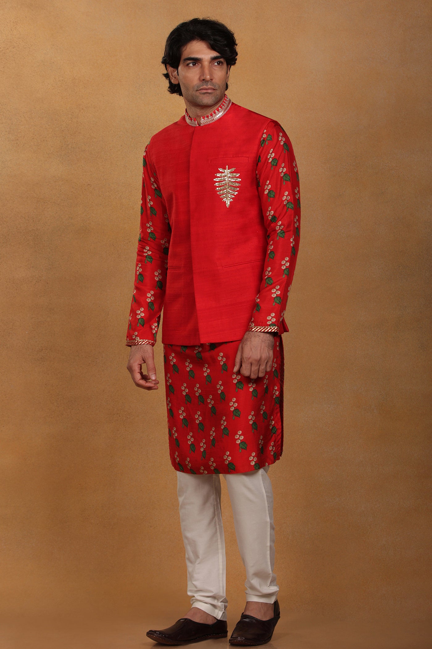 Masaba menswear Red Embroidered Bandi festive indian designer wear online shopping melange singapore