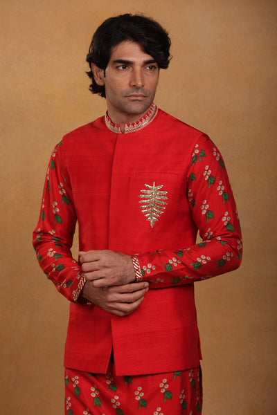 Masaba menswear Red Embroidered Bandi festive indian designer wear online shopping melange singapore