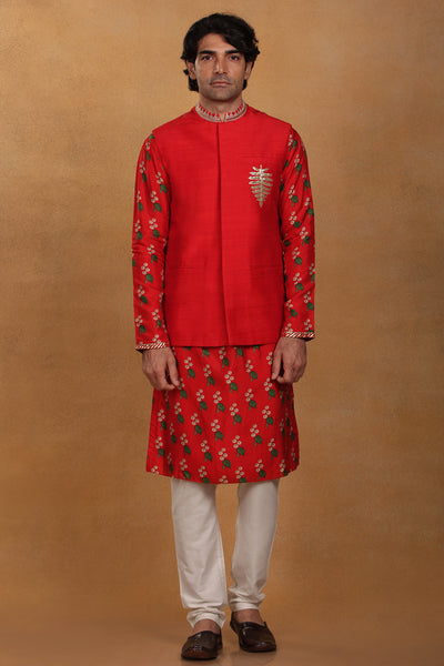 Masaba menswear Red Embroidered Bandi festive indian designer wear online shopping melange singapore