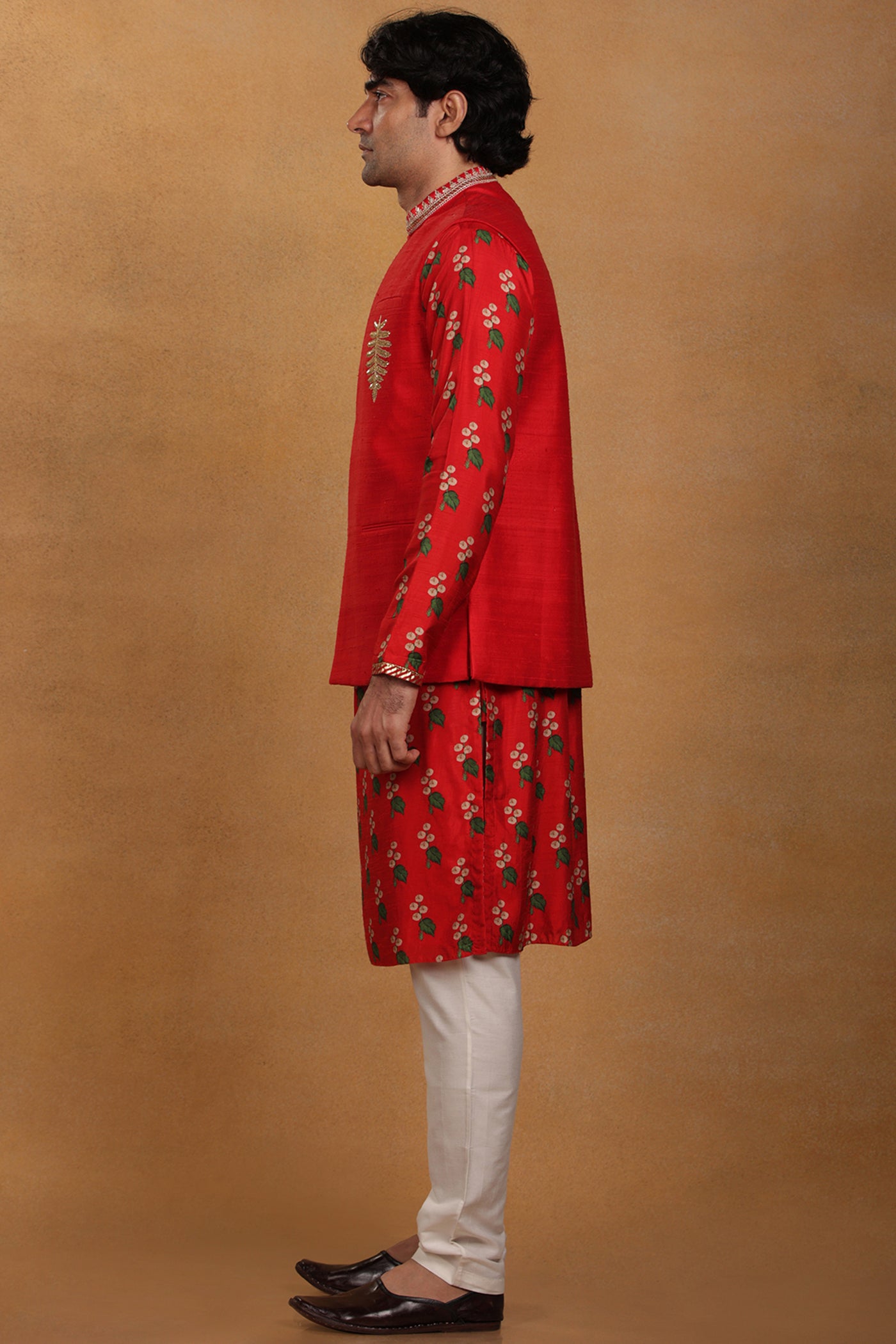 Masaba menswear Red Embroidered Bandi festive indian designer wear online shopping melange singapore