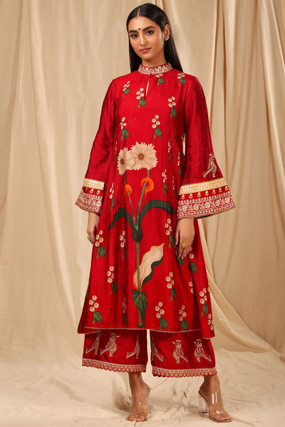 Masaba Red Spring Blossom Culotte Set festive indian designer wear online shopping melange singapore
