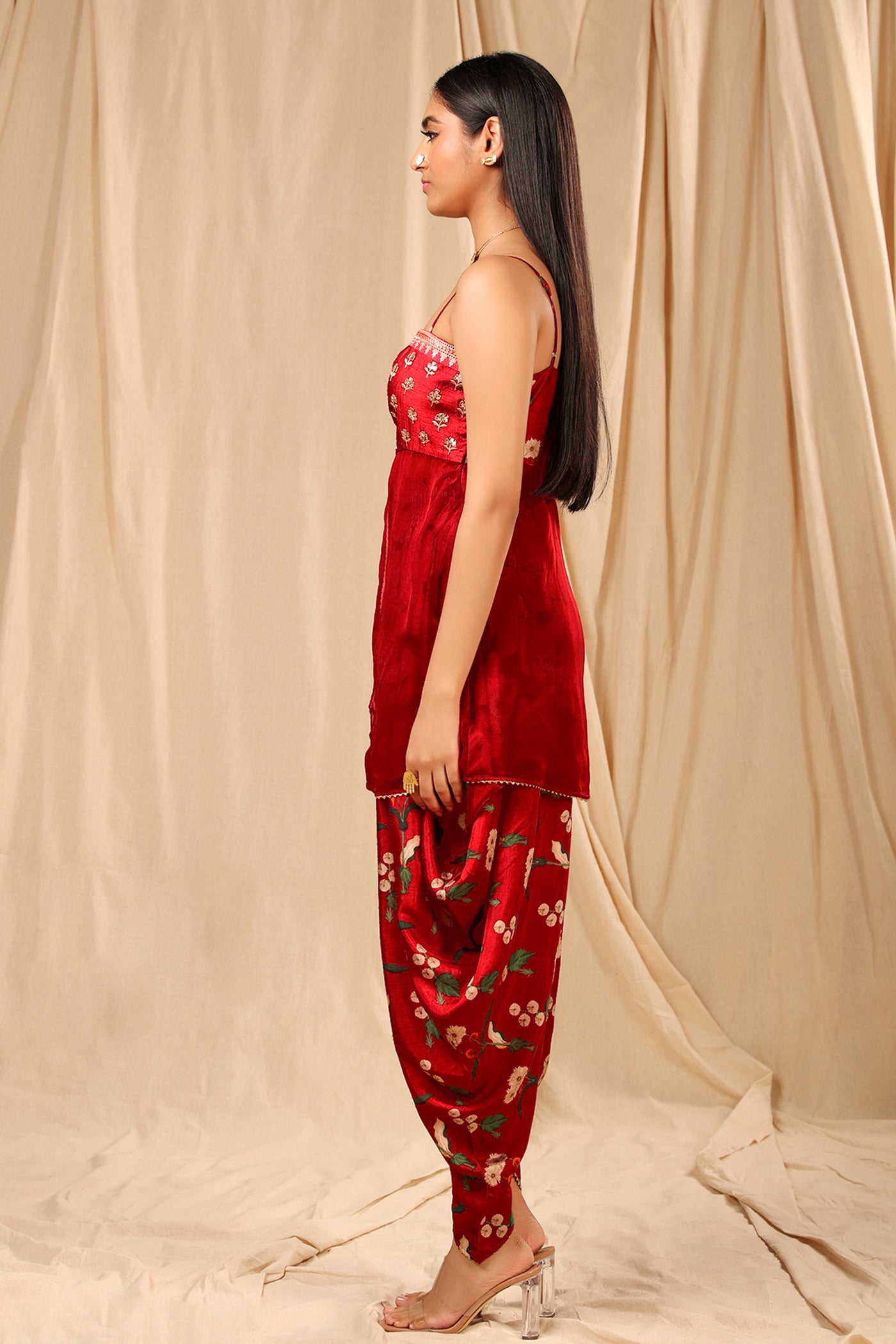 masaba Red Spring Blossom Dhoti Set festive indian designer wear online shopping melange singapore