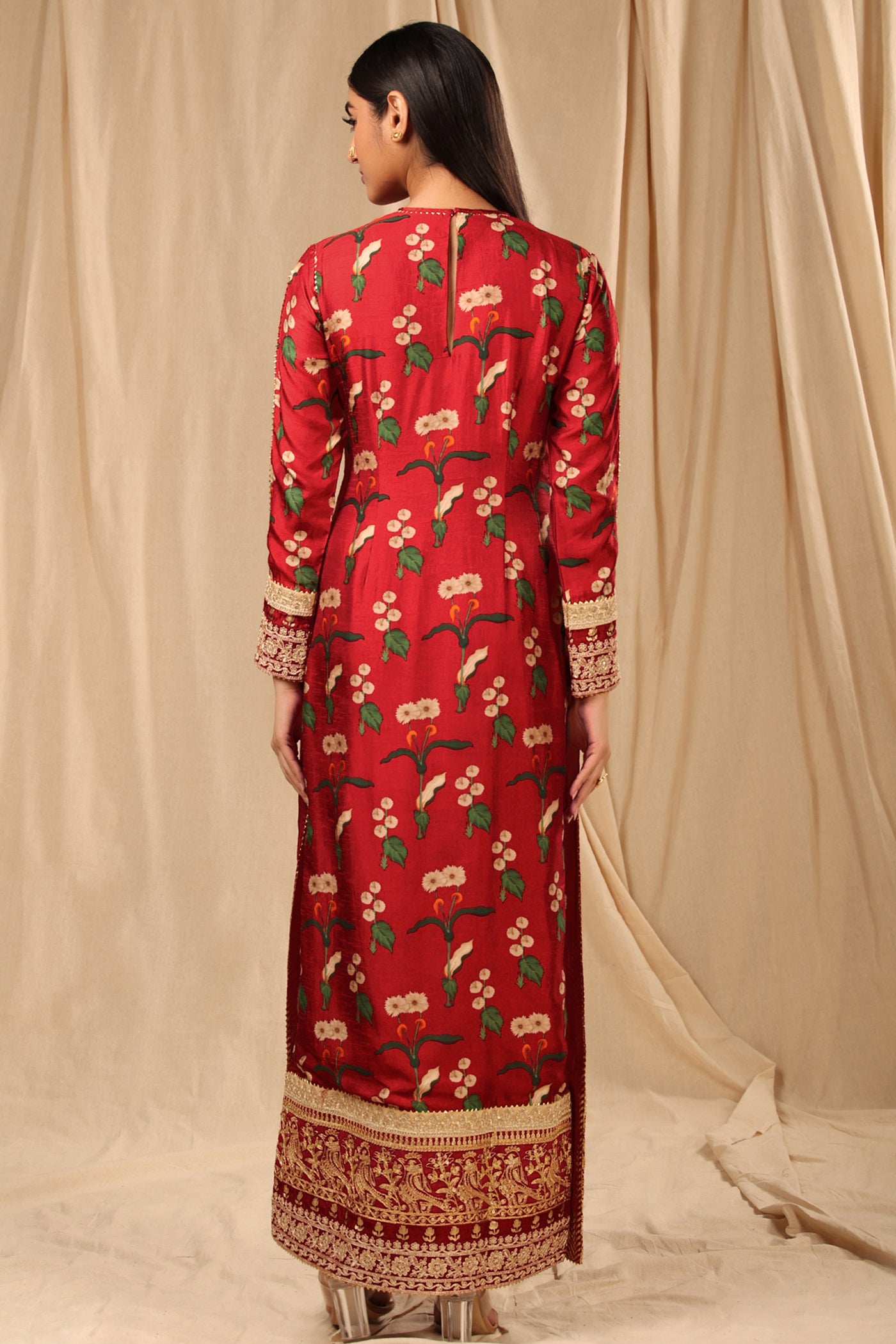 Masaba Red Spring Blossom Kurta festive indian designer wear online shopping melange singapore