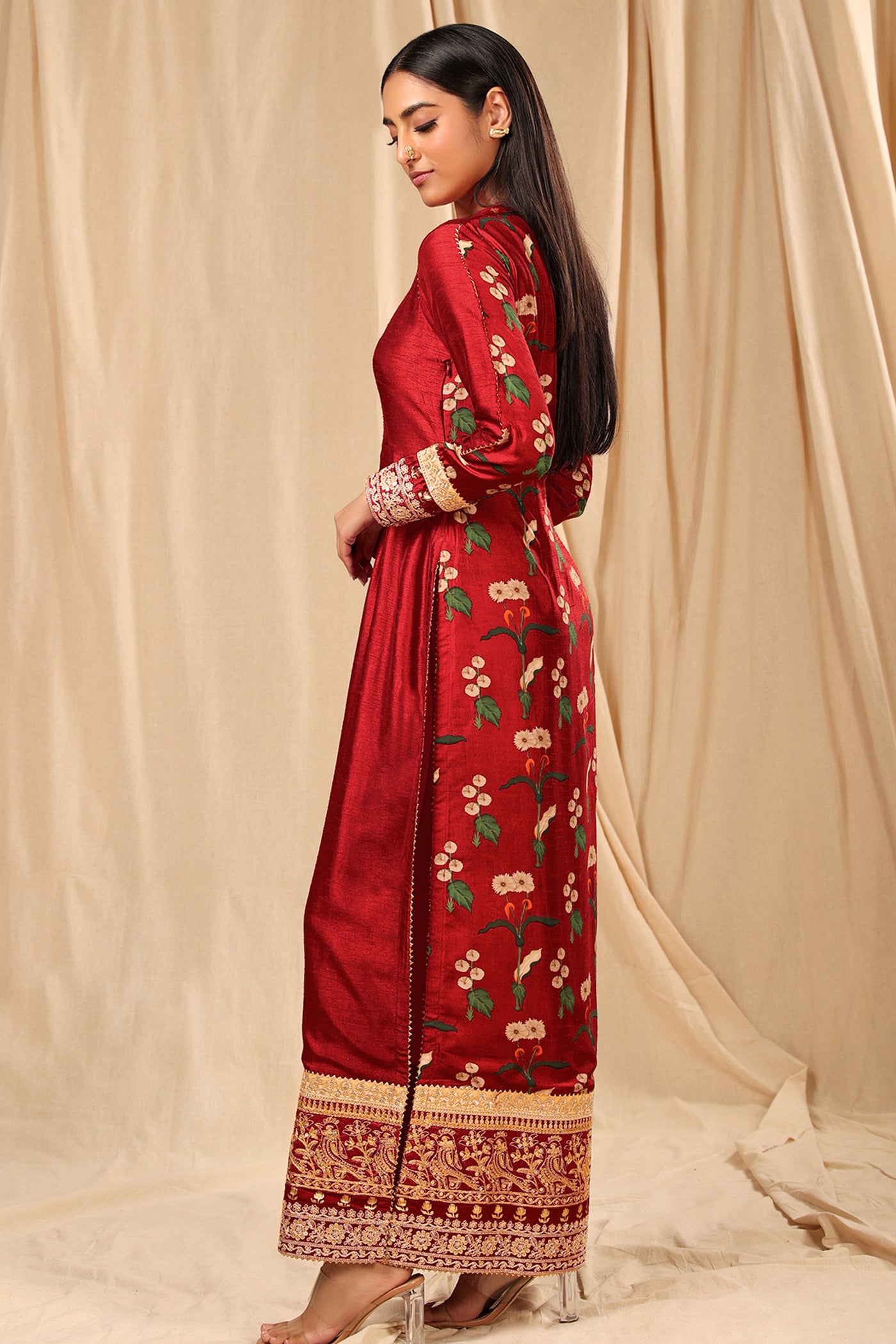 Masaba Red Spring Blossom Kurta festive indian designer wear online shopping melange singapore