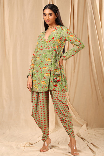 Masaba Sage Oasis Angrakha Set festive fusion indian designer wear online shopping melange singapore