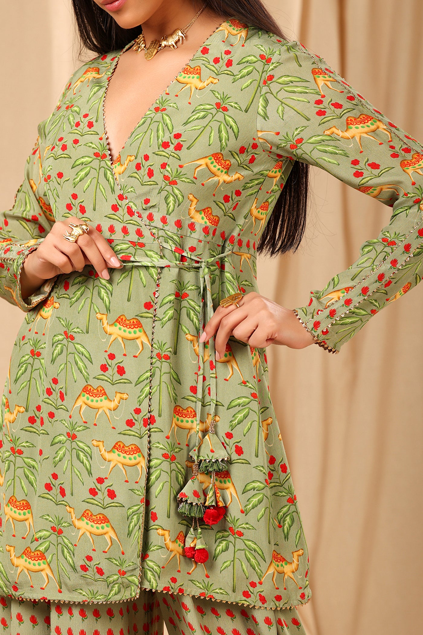 Masaba Sage Oasis Angrakha Set festive fusion indian designer wear online shopping melange singapore