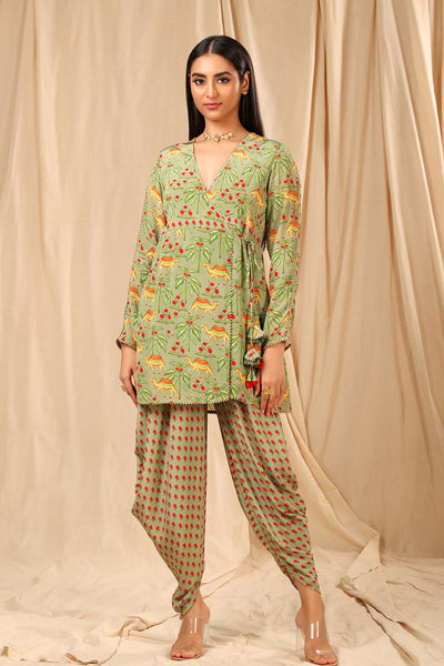Masaba Sage Oasis Angrakha Set festive fusion indian designer wear online shopping melange singapore