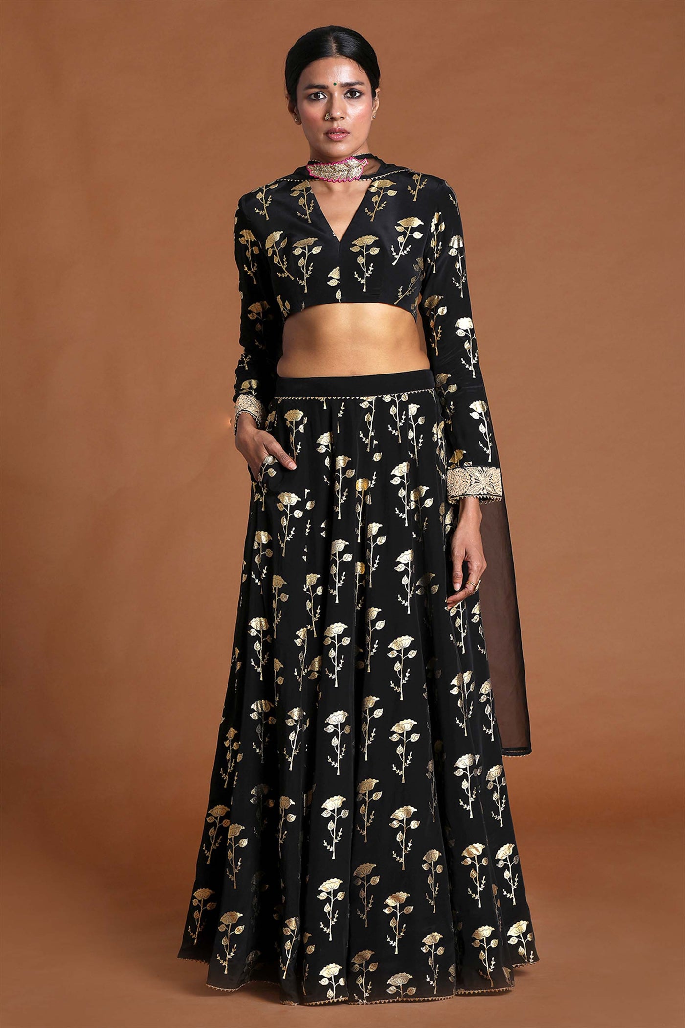 masaba Shooting Star Lehenga black festive occasion indian designer wear online shopping melange singapore
