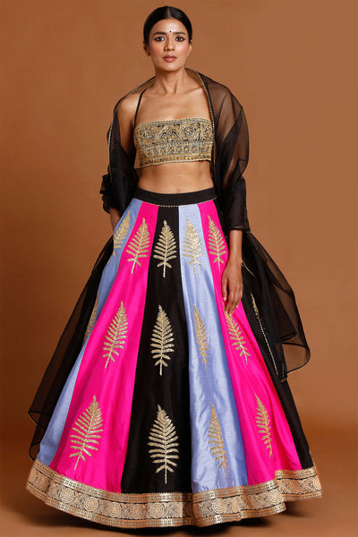 Masaba Sorbet Lehenga With Strappy Blouse black multi color festive occasion indian designer wear online shopping melange singapore