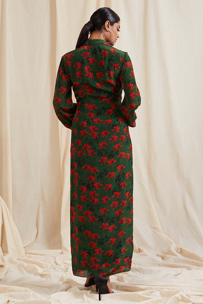 Masaba Spark In The Dark Long Draped Dress green western indian designer wear online shopping melange singapore