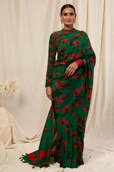 Masaba spark in the dark saree green festive indian designer wear online shopping melange singapore