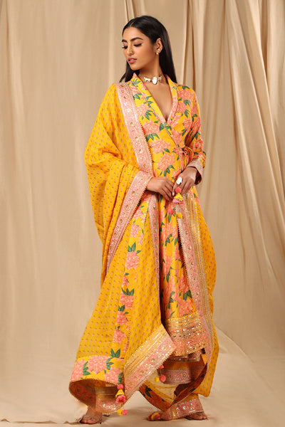 Masaba Sunshine Yellow Candy Swirl Culotte Set festive indian designer wear online shopping melange singapore