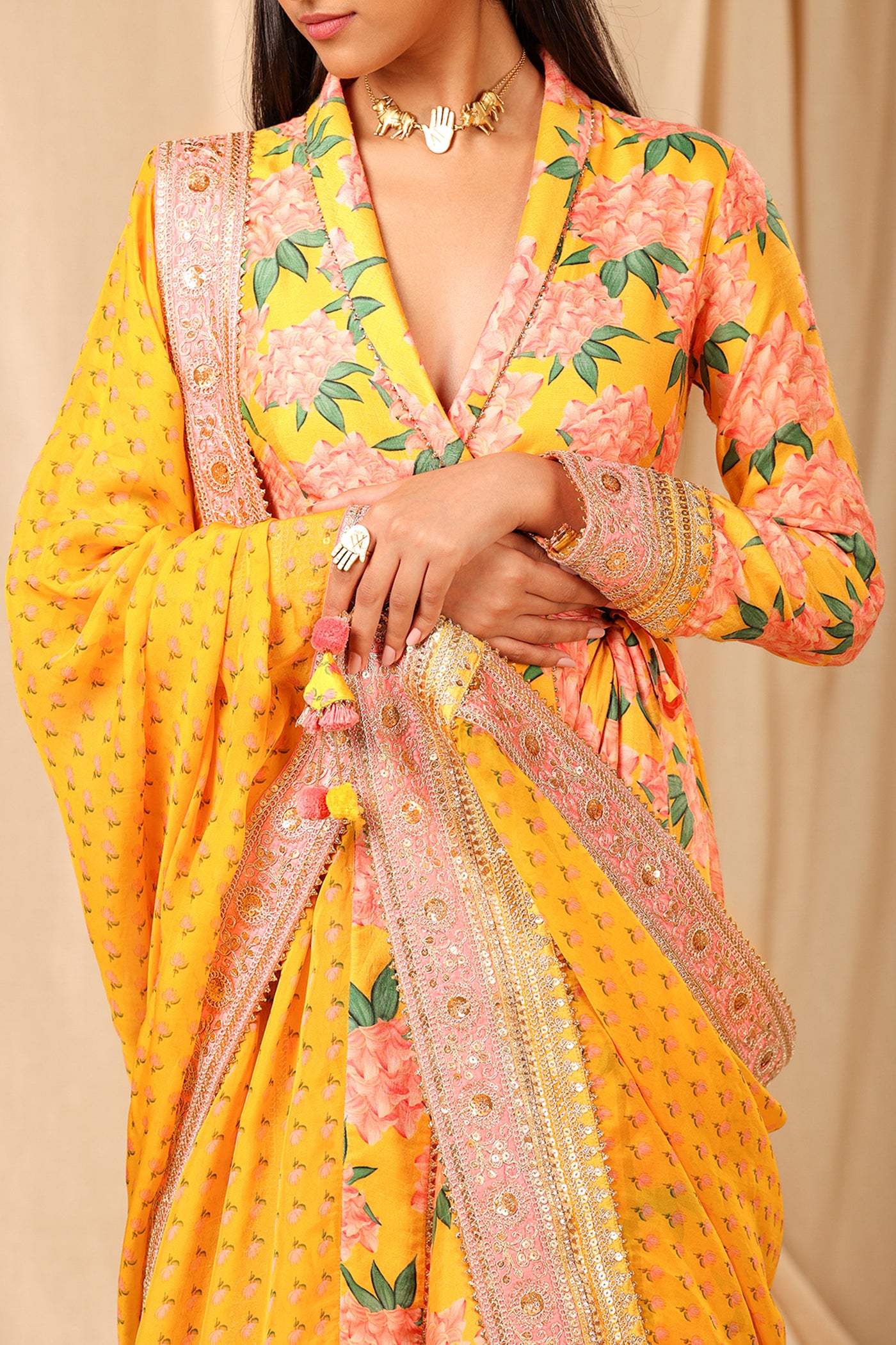 Masaba Sunshine Yellow Candy Swirl Culotte Set festive indian designer wear online shopping melange singapore