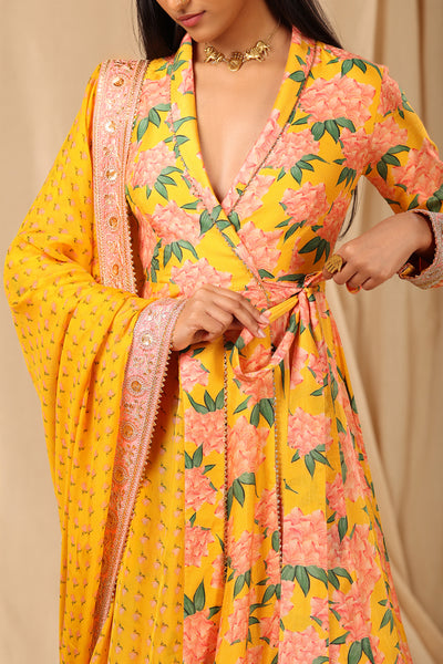 Masaba Sunshine Yellow Candy Swirl Culotte Set festive indian designer wear online shopping melange singapore