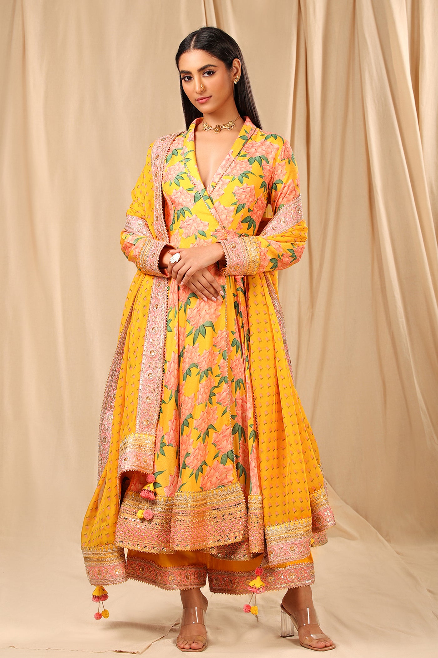 Masaba Sunshine Yellow Candy Swirl Culotte Set festive indian designer wear online shopping melange singapore