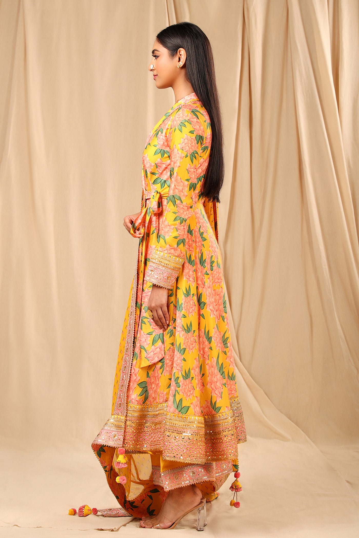 Masaba Sunshine Yellow Candy Swirl Culotte Set festive indian designer wear online shopping melange singapore