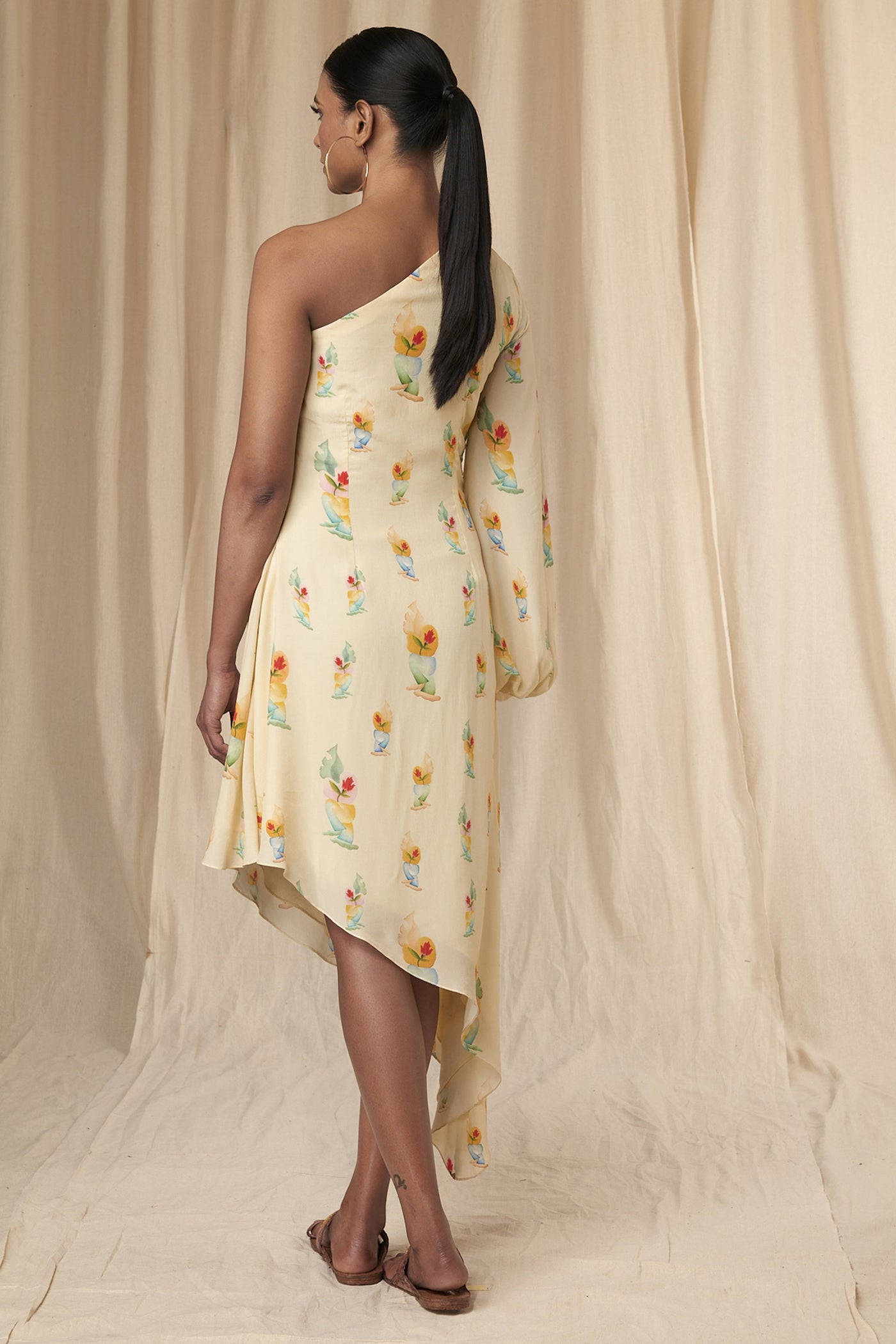 Masaba Tanya Rock N Roll One Shoulder Kaftan Dress  indian designer wear online shopping melange singapore