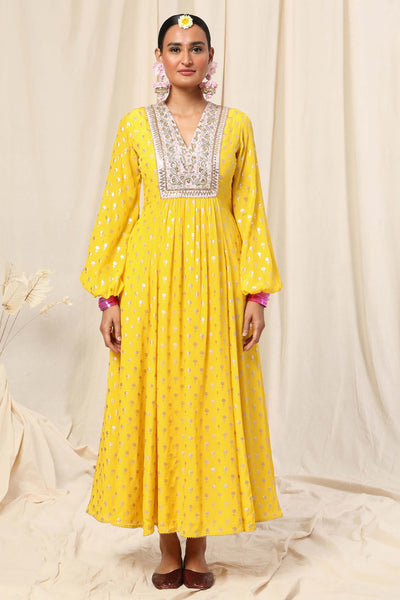 Masaba Vintage Bud Kurta Dress yellow festive fusion indian designer wear online shopping melange singapore