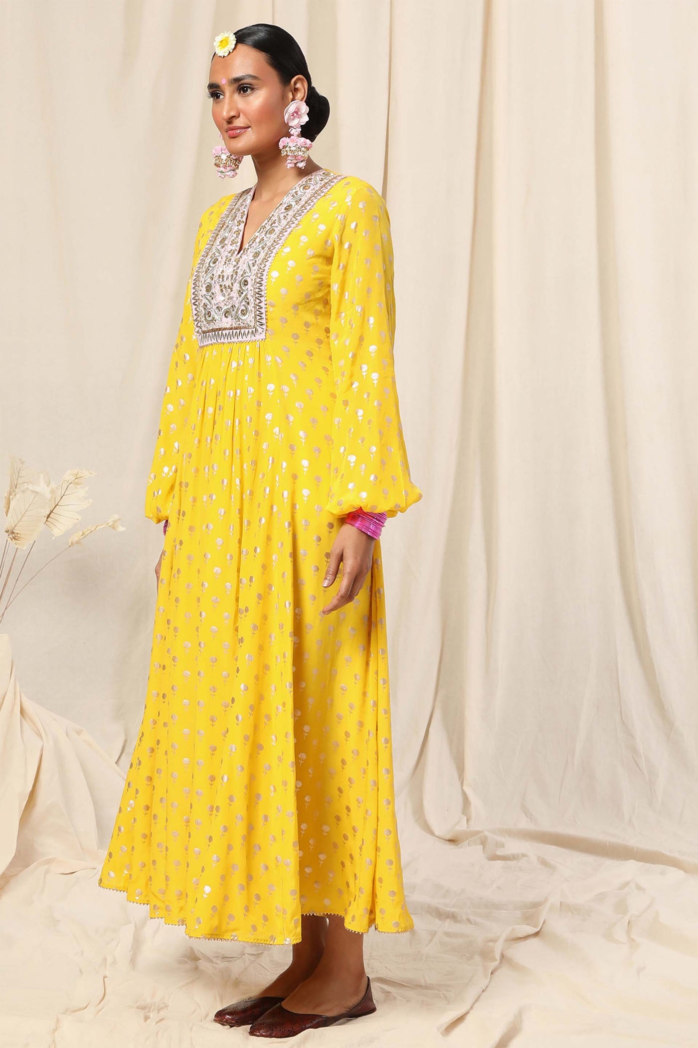 Masaba Vintage Bud Kurta Dress yellow festive fusion indian designer wear online shopping melange singapore