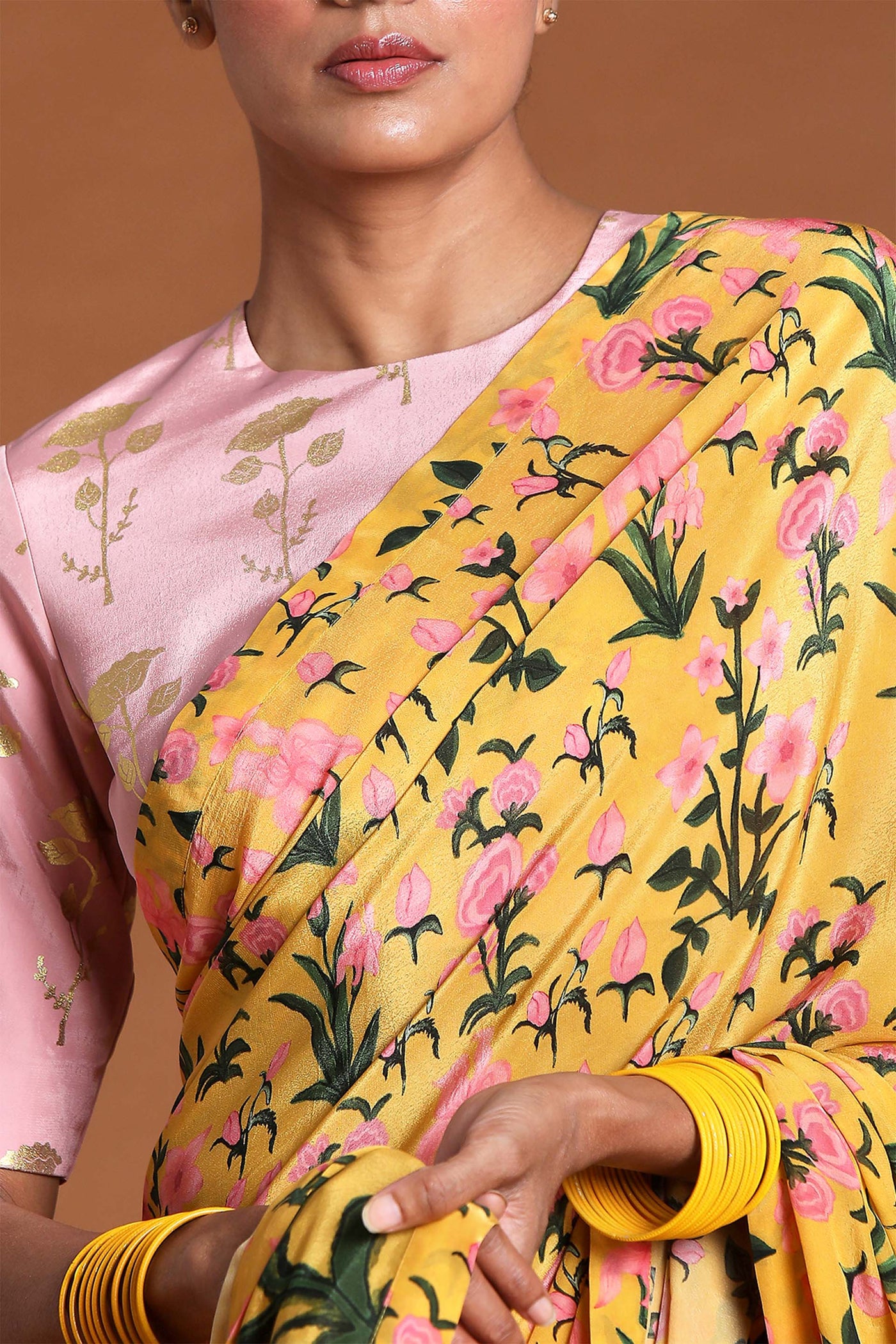 masaba Yellow Autumn Bouquet Saree festive indian designer wear online shopping melange singapore