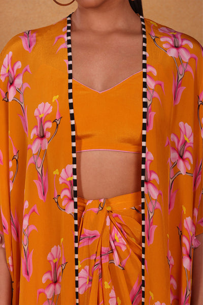 masaba yellow cherry blossom cape set western indian designer wear online shopping melange singapore