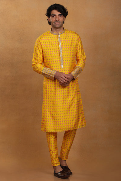 Masaba menswear Yellow Wallflower Kurta Set festive indian designer wear online shopping melange singapore